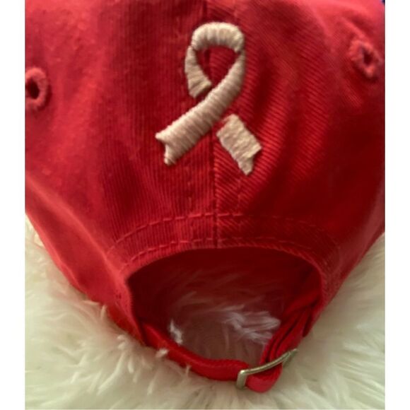 NWT KBETHOS OS Woman’s Pink Factory Distressed Cancer Awareness Cap - Picture 5 of 8